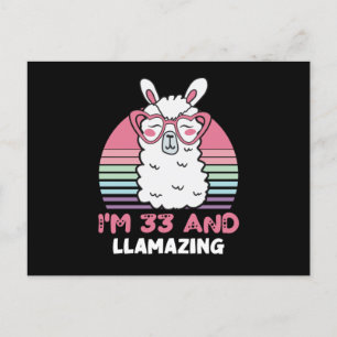 Carte Postale 33 Year Old Bday Llamazing 33rd Birthday Llama
