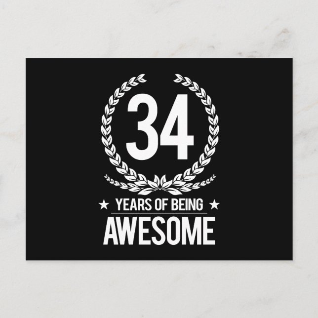 Carte Postale 34e anniversaire (34 ans d'être génial) (Devant)