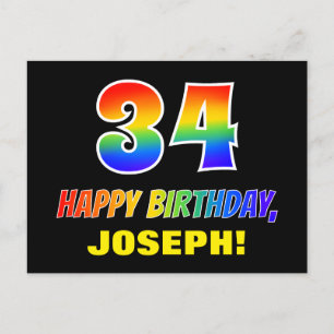 Carte Postale 34e anniversaire : Bold, amusant, simple, arc-en-c