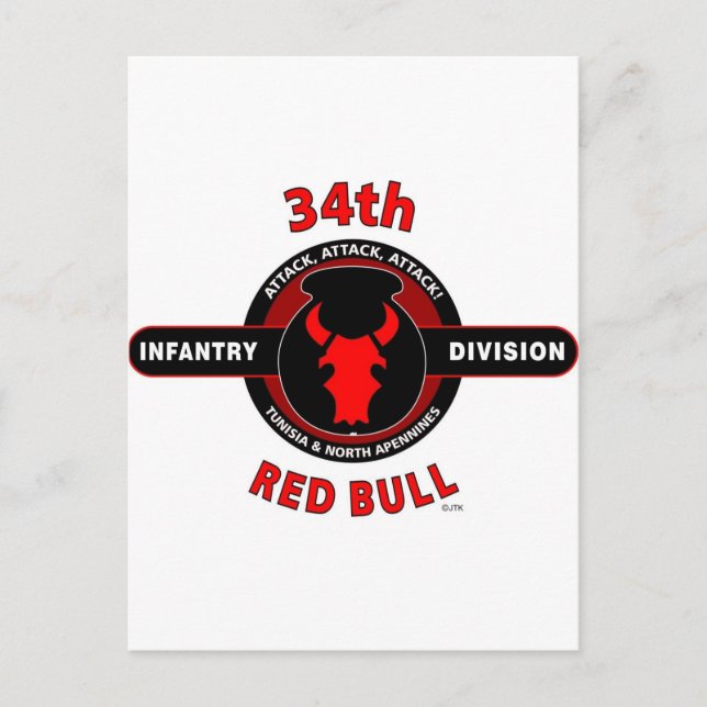 CARTE POSTALE 34E DIVISION D'INFANTERIE" BULLE ROUGE" (Devant)