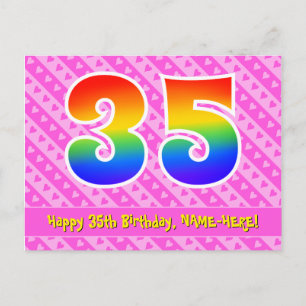 Carte Postale 35e anniversaire : Pink Stripes & Hearts, Arc-en-c