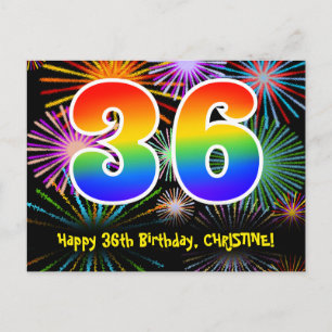 Carte Postale 36e Anniversaire – Motif de Feux d'Artifice Amusan