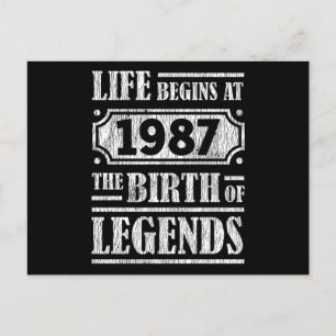 Carte Postale 38 Ans Né en 1987 Naissance d'une Légende 38e Anni