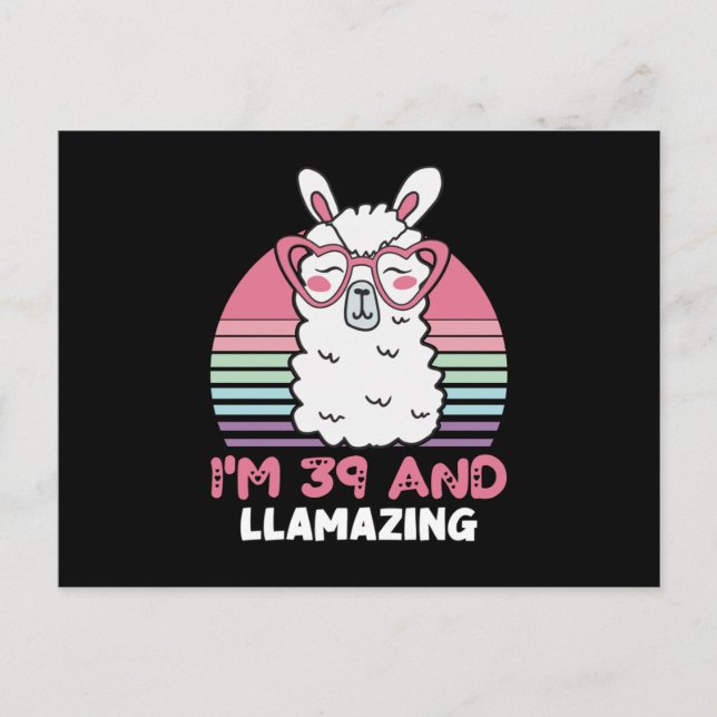 Carte Postale 39 Anniversaire Llamazing 39e Anniversaire Lama (Devant)