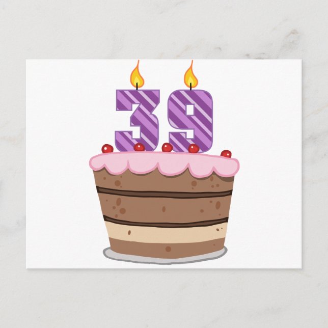Carte Postale 39 ans sur le gâteau d'anniversaire (Devant)