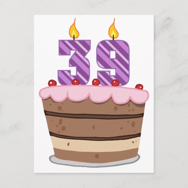 Carte Postale 39 ans sur le gâteau d'anniversaire (Devant)