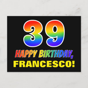Carte Postale 39e anniversaire : Bold, amusant, simple, arc-en-c