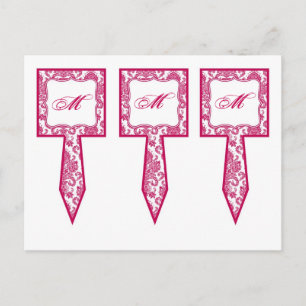 Carte Postale 3 Coupe Cake Pictures Fusia White Damask Lace Prin