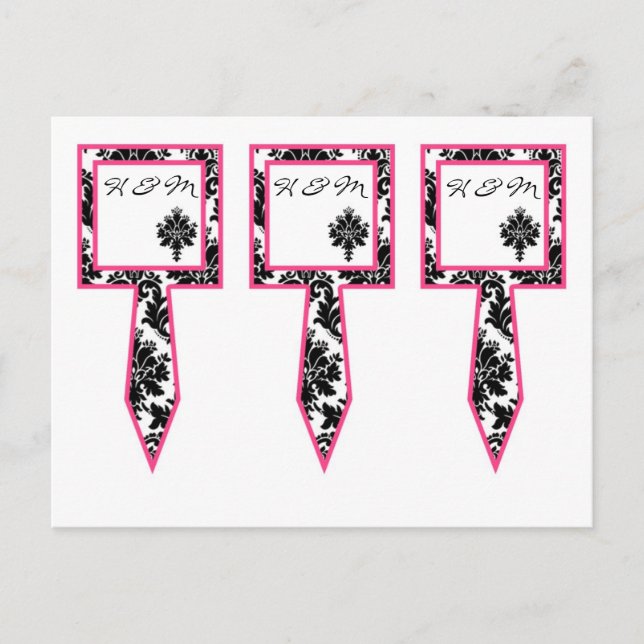 Carte Postale 3 Coupe Gâteau Pictures Black Hot Rose Damask Lace (Devant)