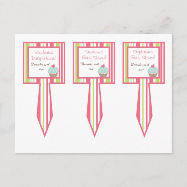 Carte Postale 3 Coupe Gâteau Pictures Tea Party Pink Pastel Fleu (Devant)