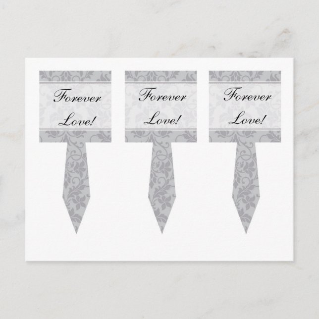 Carte Postale 3 cueillettes de pâtisserie Mariage damassé gris b (Devant)
