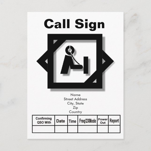 Carte Postale 3-D Look Ham Icon QSL    CardPersonnalisez-Le! (Devant)