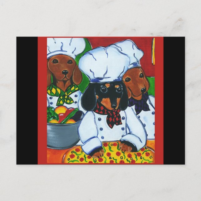 Carte Postale 3 Doxies Chef (Devant)