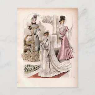 Carte Postale 3 Edwardian Dames Fowns Mode Vintage