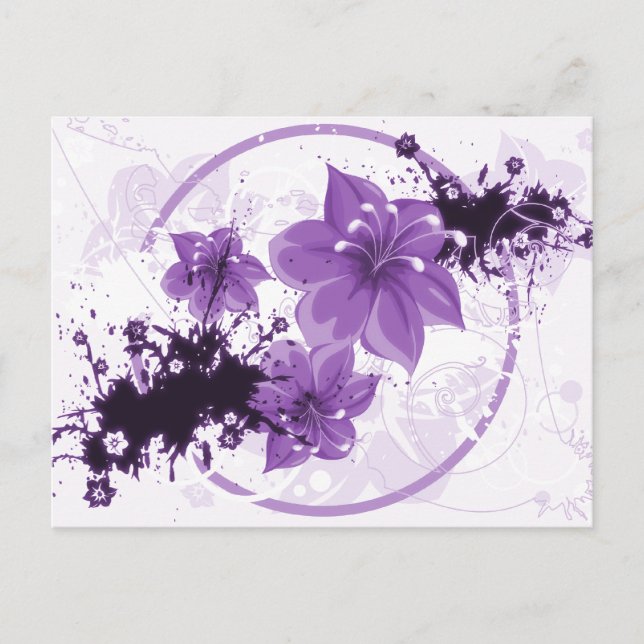 Carte Postale 3 Jolies Fleurs - Violet (Devant)