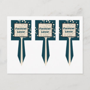 Carte Postale 3 Mariage de cueillette de gâteau Marine/Creme Tre