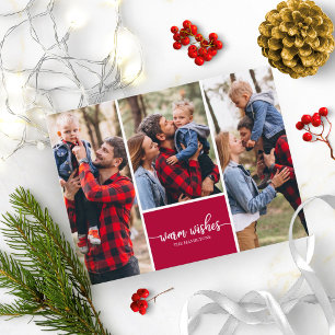 Carte Postale 3 Photos Collage Chaleureux Voeux Simple Noël