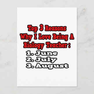 Carte Postale 3 Raisons que j'aime Etre professeur de biologie
