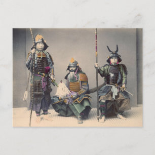 Carte Postale 3 Samurai en armure photo Vintage