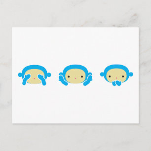 Carte Postale 3 Singes Sages