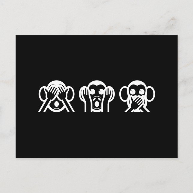 Carte Postale 3 Singes Sages Emoji (Devant)