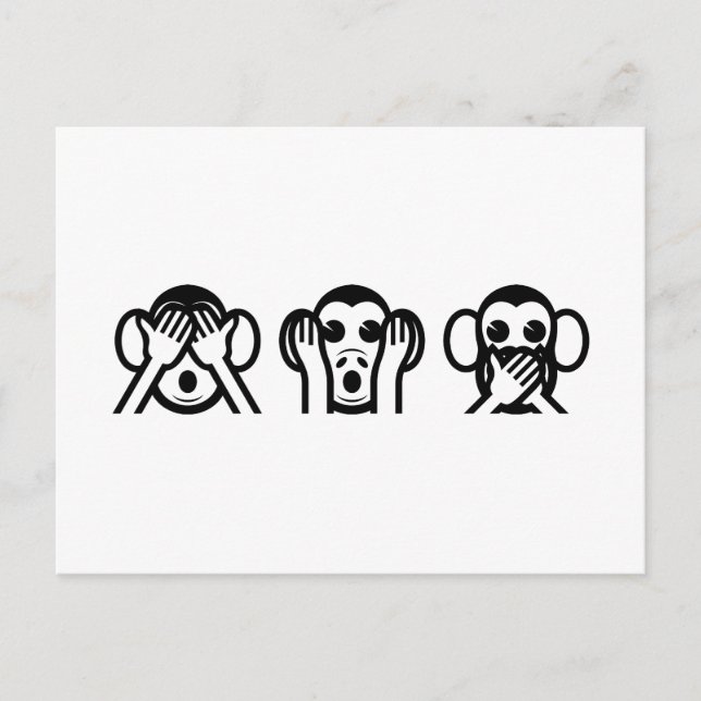 Carte Postale 3 Singes Sages Emoji (Devant)