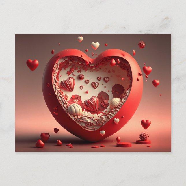 Carte postale 3D conçue pour le coeur (Devant)