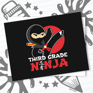 Carte Postale 3e année Ninja Kick Premier jour Retour à l'école