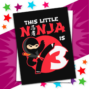 Carte Postale 3e anniversaire Enfants de 3 ans Fête Petit Ninja