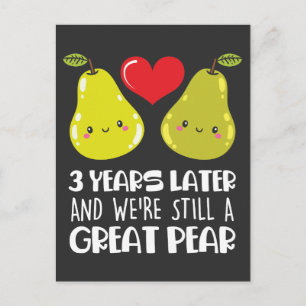 Carte Postale 3e anniversaire Mariage cadeau marié couple poire
