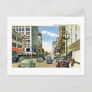 Carte Postale 3e et Pike, Seattle, Washington