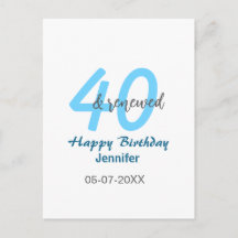 40 ans & nom de date d'anniversaire renouvelé bleu