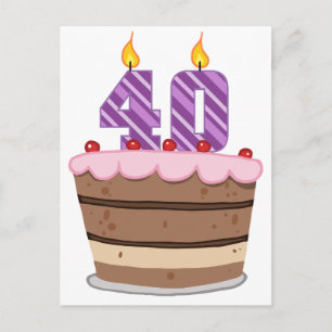 Carte Postale 40 ans sur le gâteau d'anniversaire