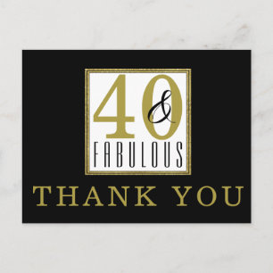 Carte Postale 40 & Fabuleux fête d'anniversaire Merci noir