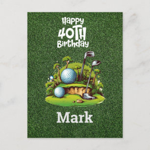 Carte Postale 40e anniversaire de golf Golfeur des années formi