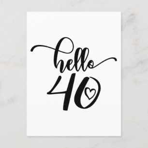 Carte Postale 40e anniversaire femmes Bonjour 40 Mignon 40 ans