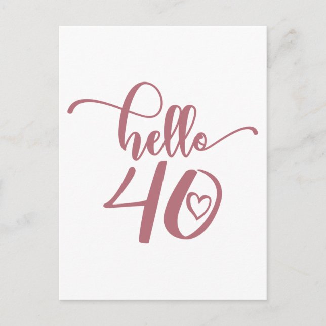 Carte Postale 40e anniversaire femmes Bonjour 40 mignonne 40 ans (Devant)