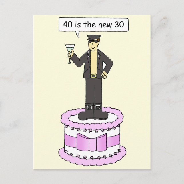 Carte Postale 40e anniversaire Humour de dessin pour lui (Devant)