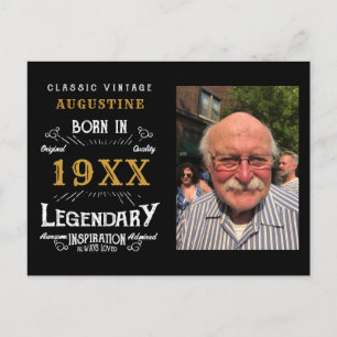 Carte Postale 40e Anniversaire Photo Rétro Noir Or