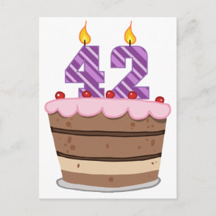 Carte Postale 42 ans sur le gâteau d'anniversaire
