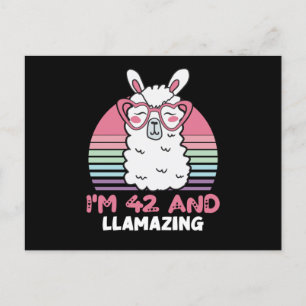 Carte Postale 42 Year Old Bday Llamazing 42 and Birthday Llama
