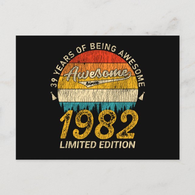 Carte Postale 43 Ans 1982 Retro Awesome 43e anniversaire Cadeau (Devant)