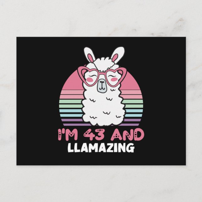 Carte Postale 43 ans Llamazing 43e anniversaire Llama (Devant)