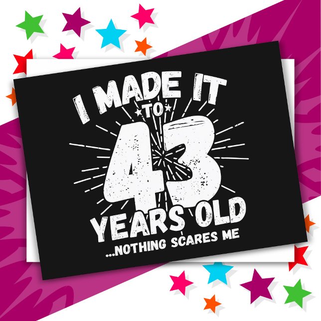 Carte Postale 43 ans sarcasme mème drôle 43e anniversaire (Créateur téléchargé)