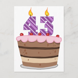 Carte Postale 43 ans sur le gâteau d'anniversaire