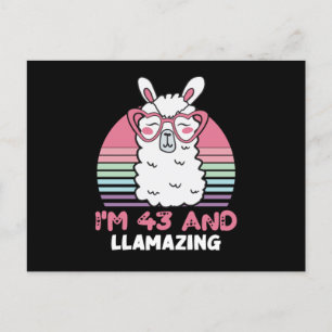 Carte Postale 43 Year Old Bday Llamazing 43rd Birthday Llama