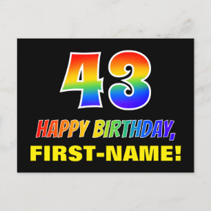 Carte Postale 43e anniversaire : Bold, amusant, simple, arc-en-c