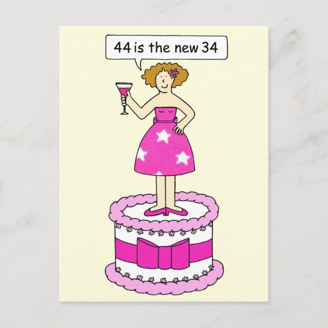 Carte Postale 44e anniversaire Humour pour elle 44 est le nouvea (Devant)
