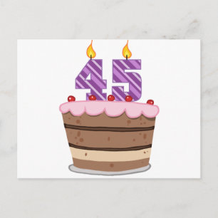 Carte Postale 45 ans sur le gâteau d'anniversaire