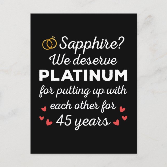 Carte Postale 45e anniversaire du Mariage I - Sapphire Funny Cou (Devant)